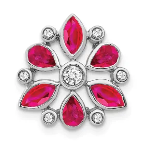 14k White Gold Ruby and Diamond Chain Slide