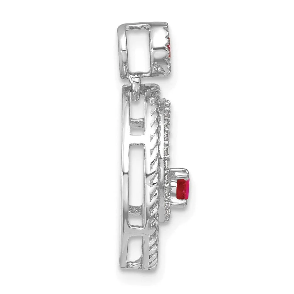 14k White Gold Ruby and Diamond Circles Pendant