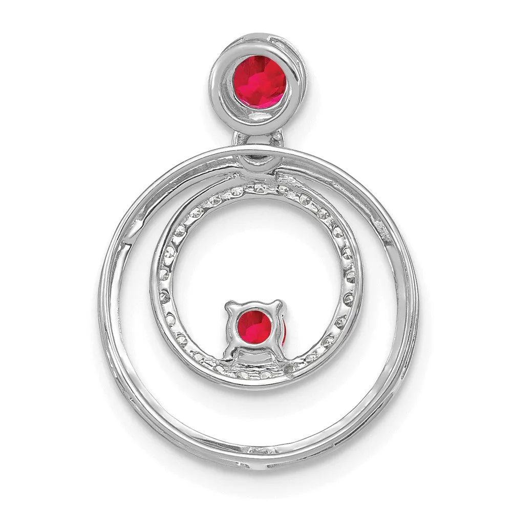14k White Gold Ruby and Diamond Circles Pendant