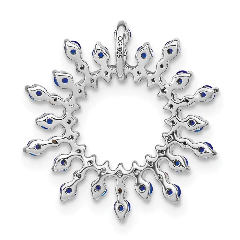 14k White Gold Sapphire and Diamond Snowflake Chain Slide