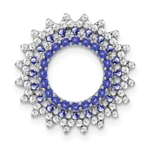 14k White Gold Tanzanite and Diamond Sunburst Chain Slide