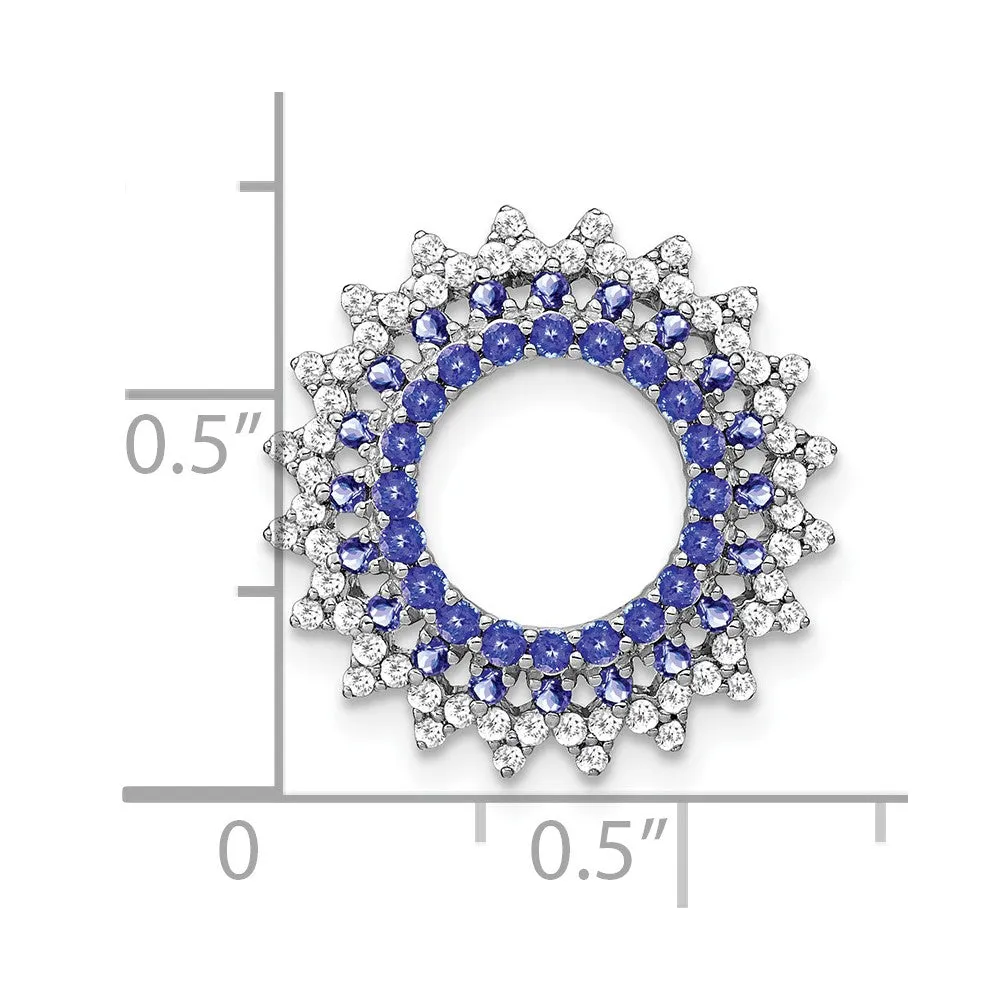 14k White Gold Tanzanite and Diamond Sunburst Chain Slide