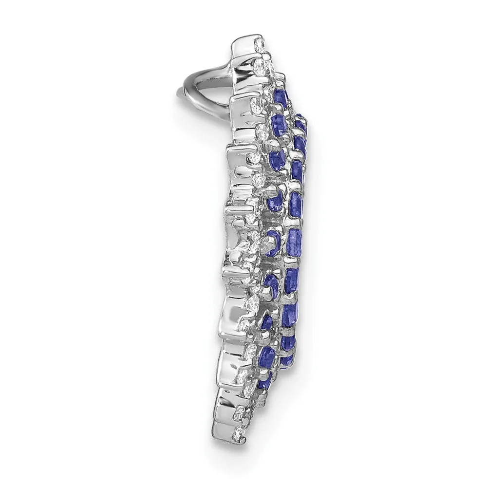 14k White Gold Tanzanite and Diamond Sunburst Chain Slide