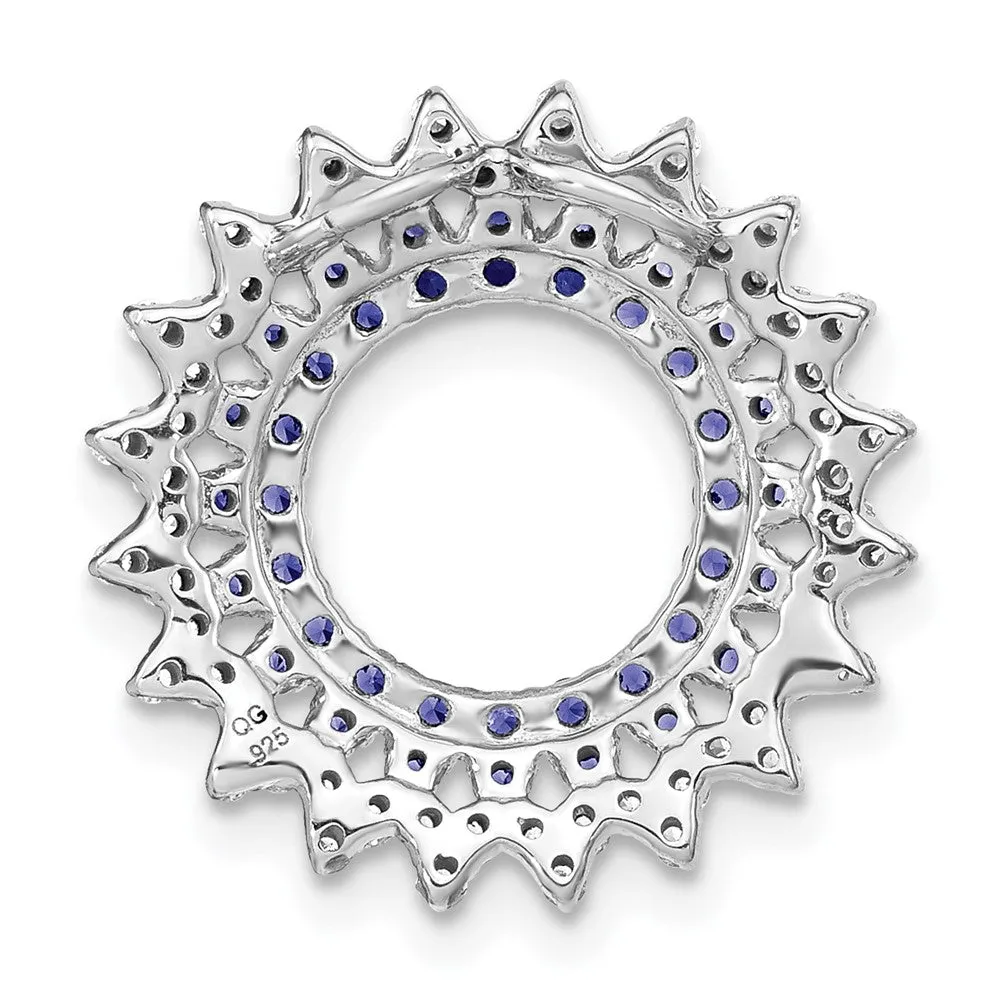 14k White Gold Tanzanite and Diamond Sunburst Chain Slide