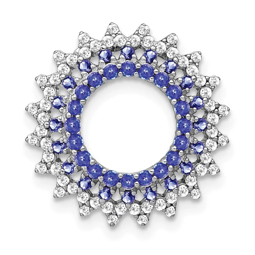 14k White Gold Tanzanite and Diamond Sunburst Chain Slide