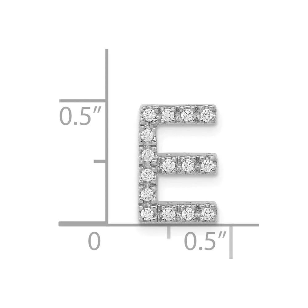 14k White Gold White Gold Diamond Letter E Initial Charm