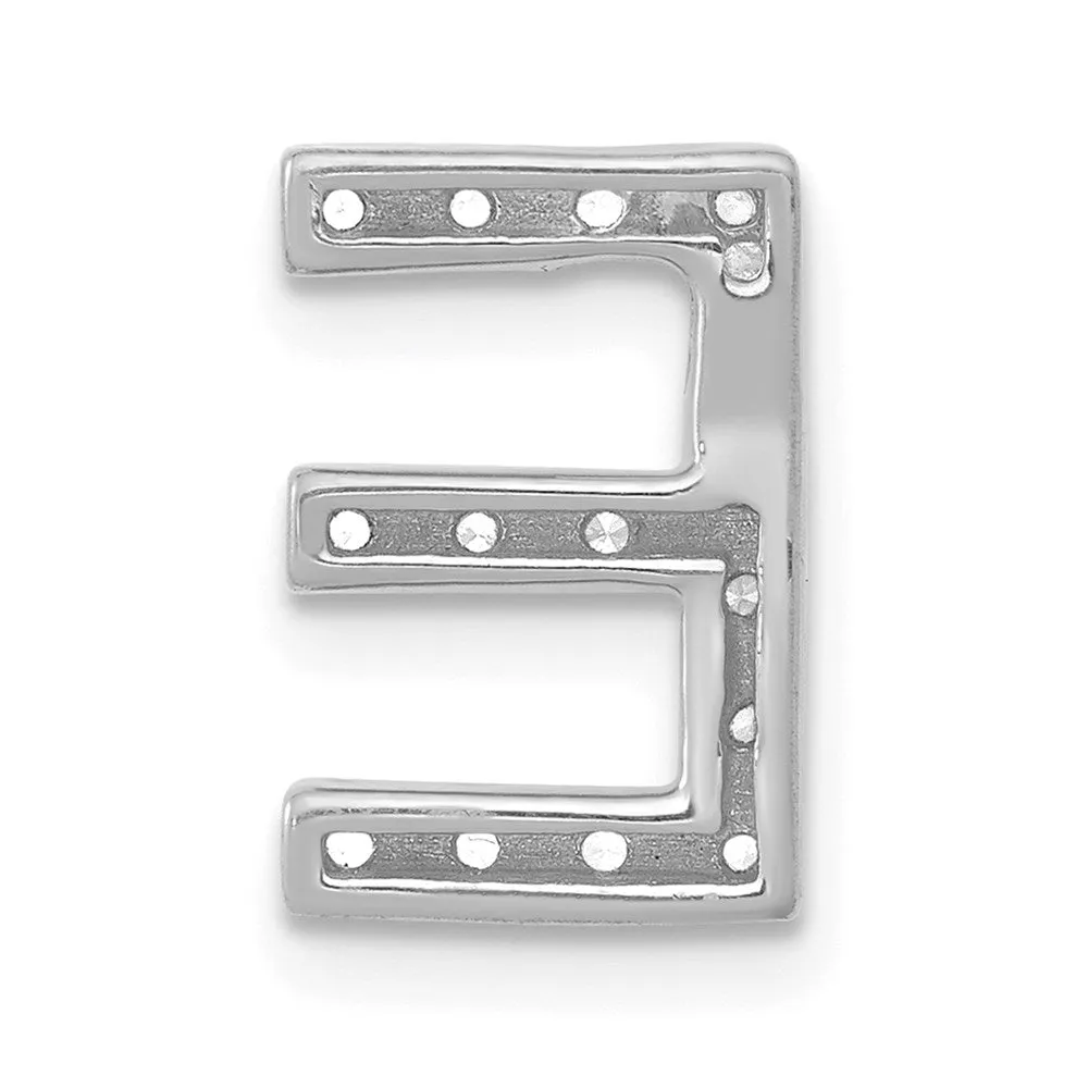 14k White Gold White Gold Diamond Letter E Initial Charm