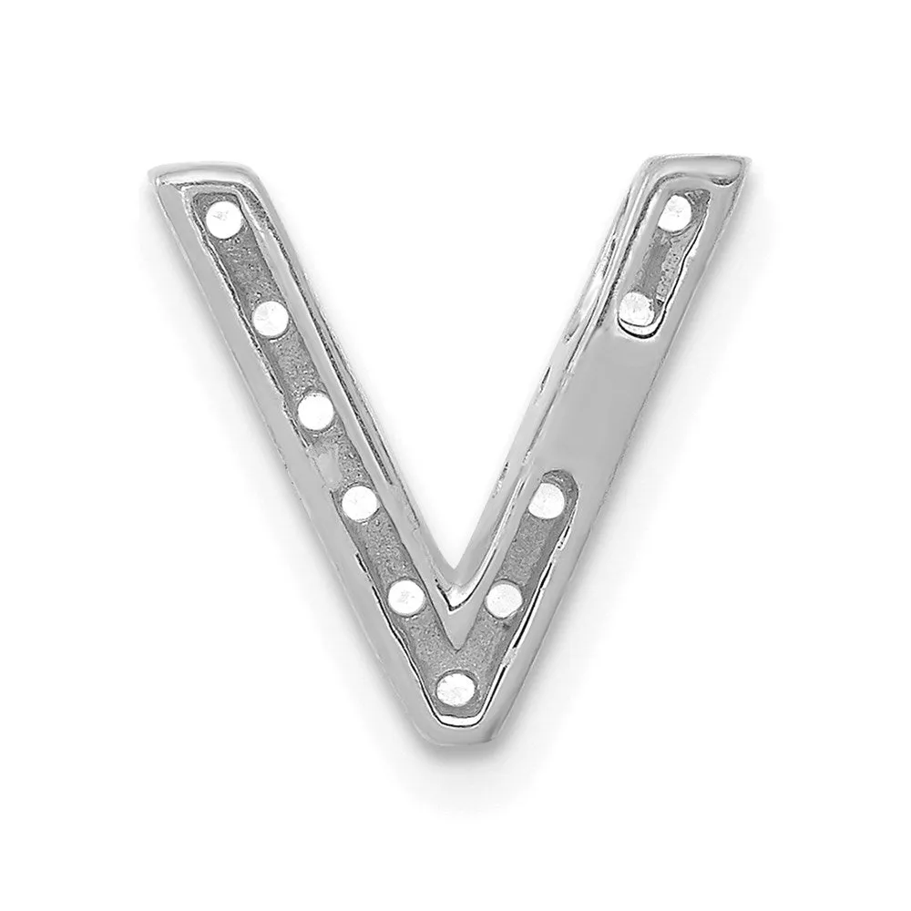 14k White Gold White Gold Diamond Letter V Initial Charm