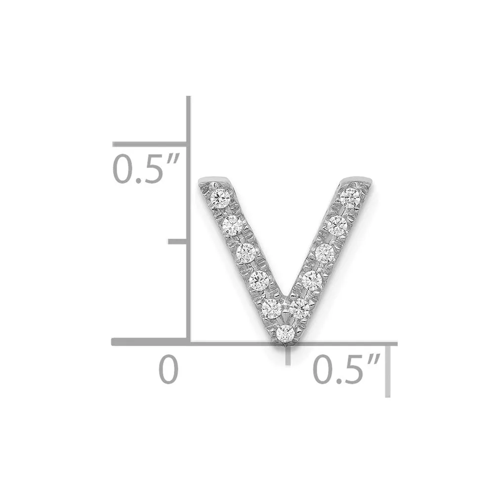 14k White Gold White Gold Diamond Letter V Initial Charm