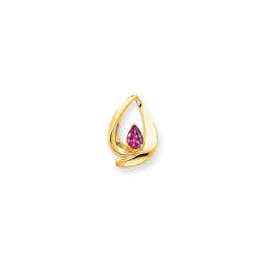 14k Yellow Gold 7x5mm Pear Pink Tourmaline slide