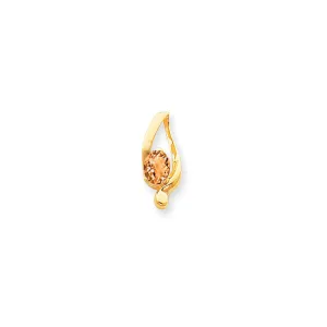 14k Yellow Gold 8x6mm Oval Citrine Checker slide