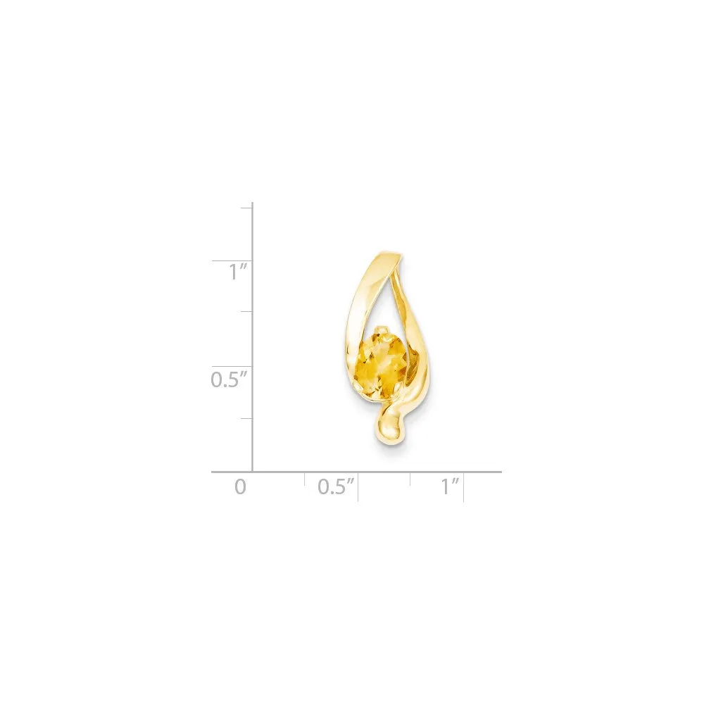 14k Yellow Gold 8x6mm Oval Citrine slide