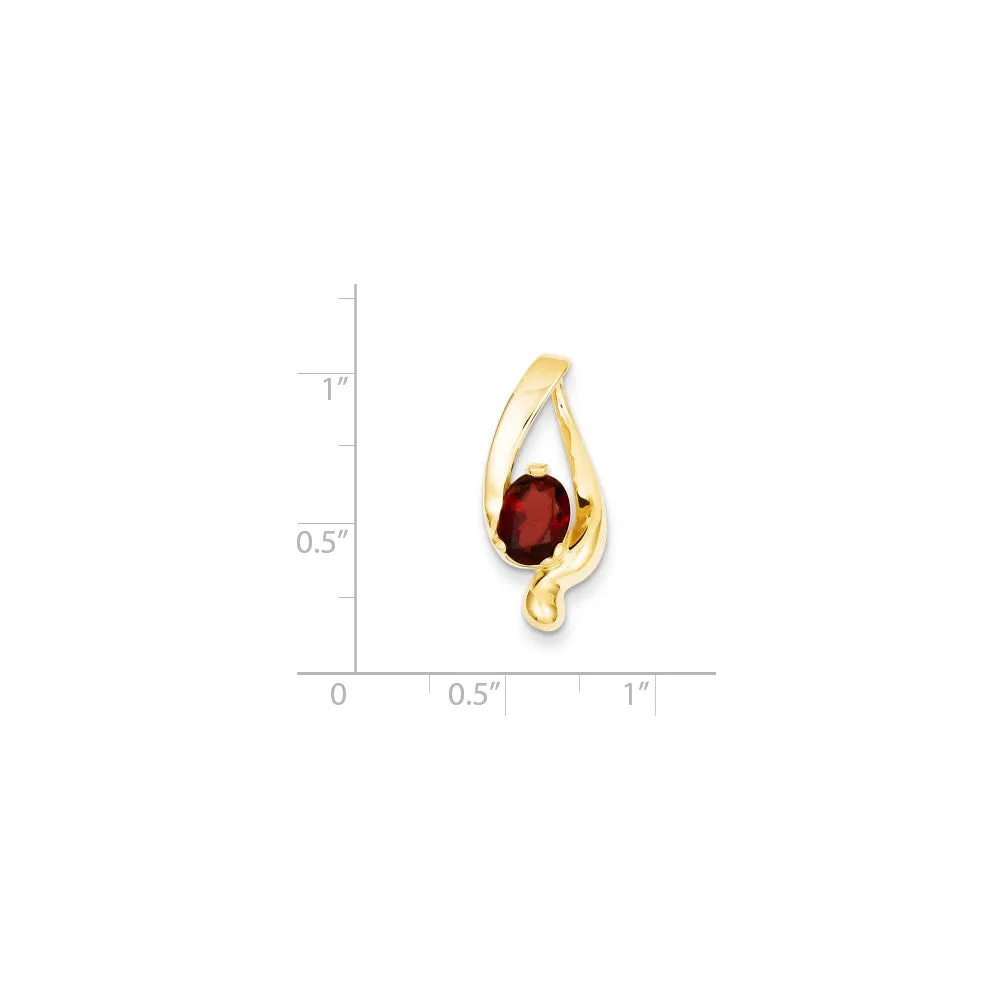 14k Yellow Gold 8x6mm Oval Garnet slide