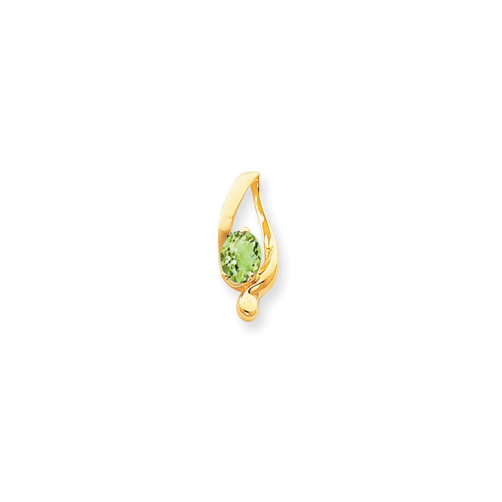 14k Yellow Gold 8x6mm Oval Peridot Checker slide