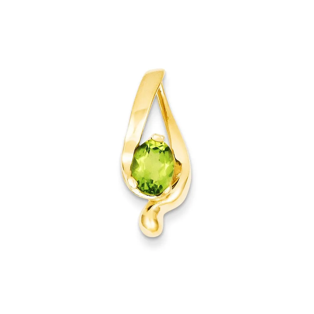 14k Yellow Gold 8x6mm Oval Peridot Slide