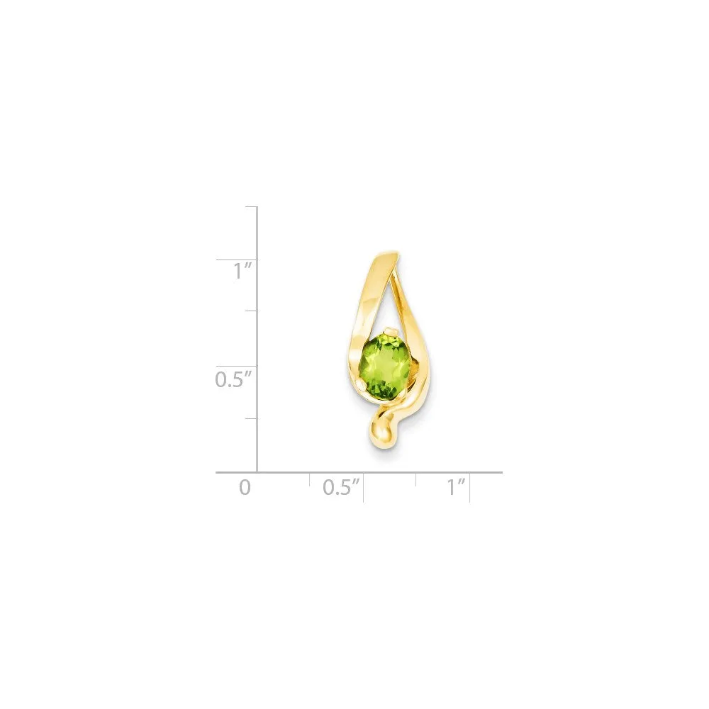 14k Yellow Gold 8x6mm Oval Peridot Slide