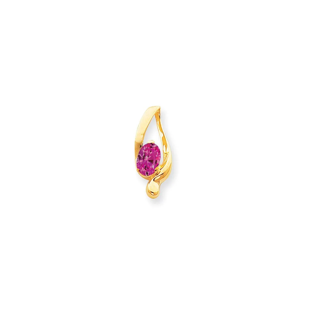 14k Yellow Gold 8x6mm Oval Pink Tourmaline slide