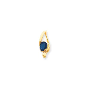 14k Yellow Gold 8x6mm Oval Sapphire slide
