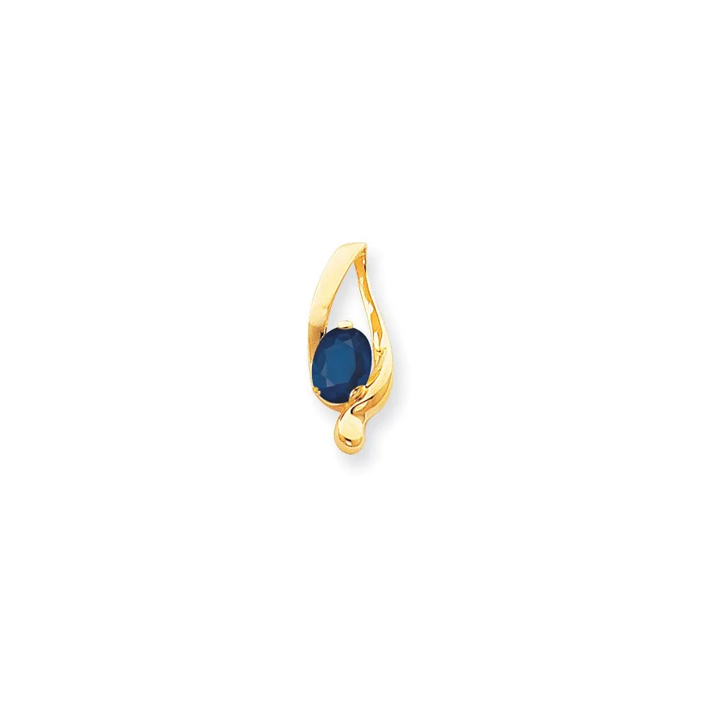 14k Yellow Gold 8x6mm Oval Sapphire slide