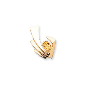 14k Yellow Gold 9x7mm Oval Citrine Checker slide