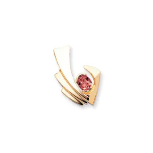 14k Yellow Gold 9x7mm Oval Garnet slide