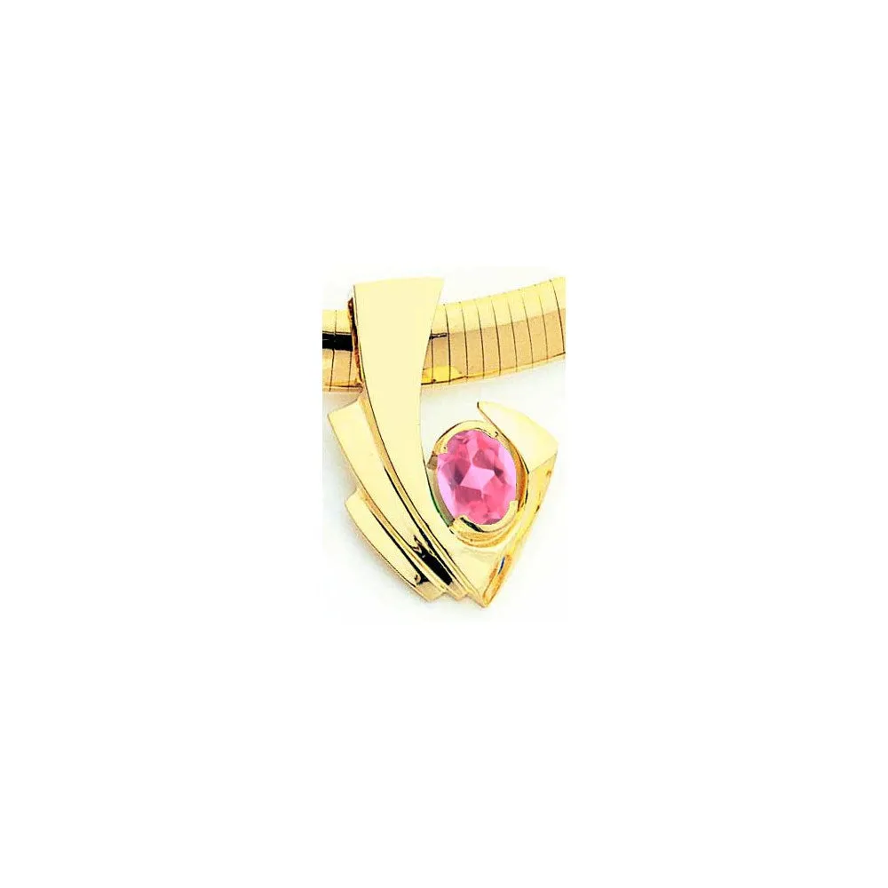 14k Yellow Gold 9x7mm Oval Pink Tourmaline slide