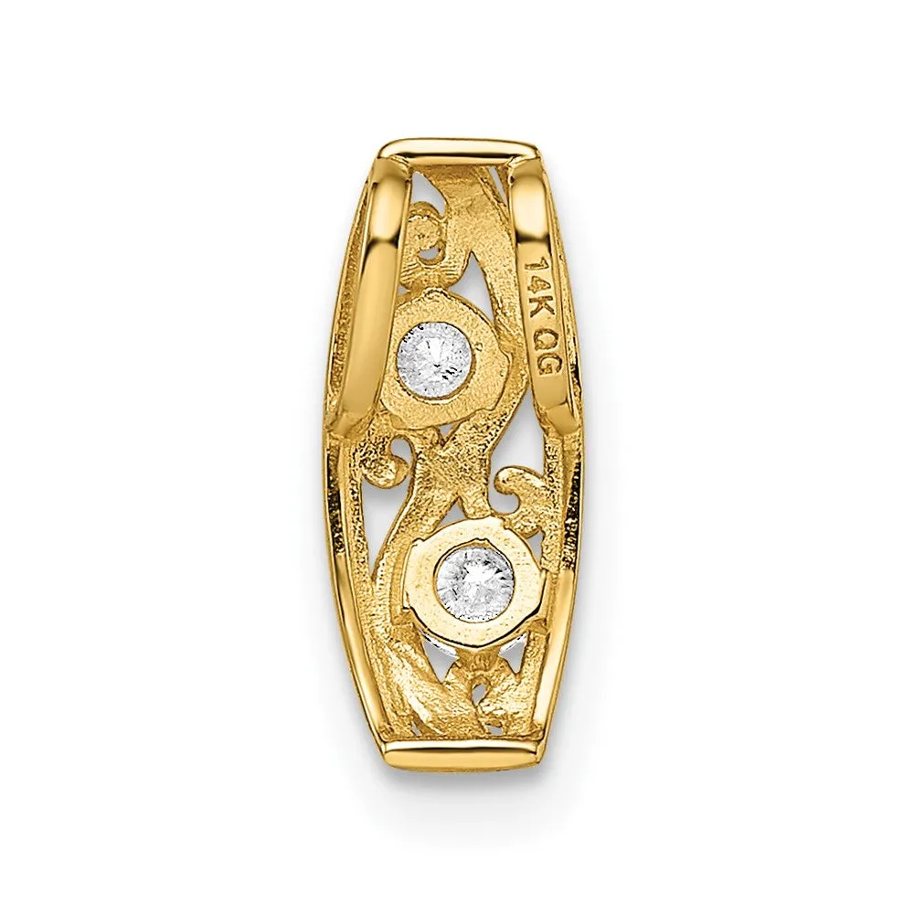 14k Yellow Gold CZ Chain Slide