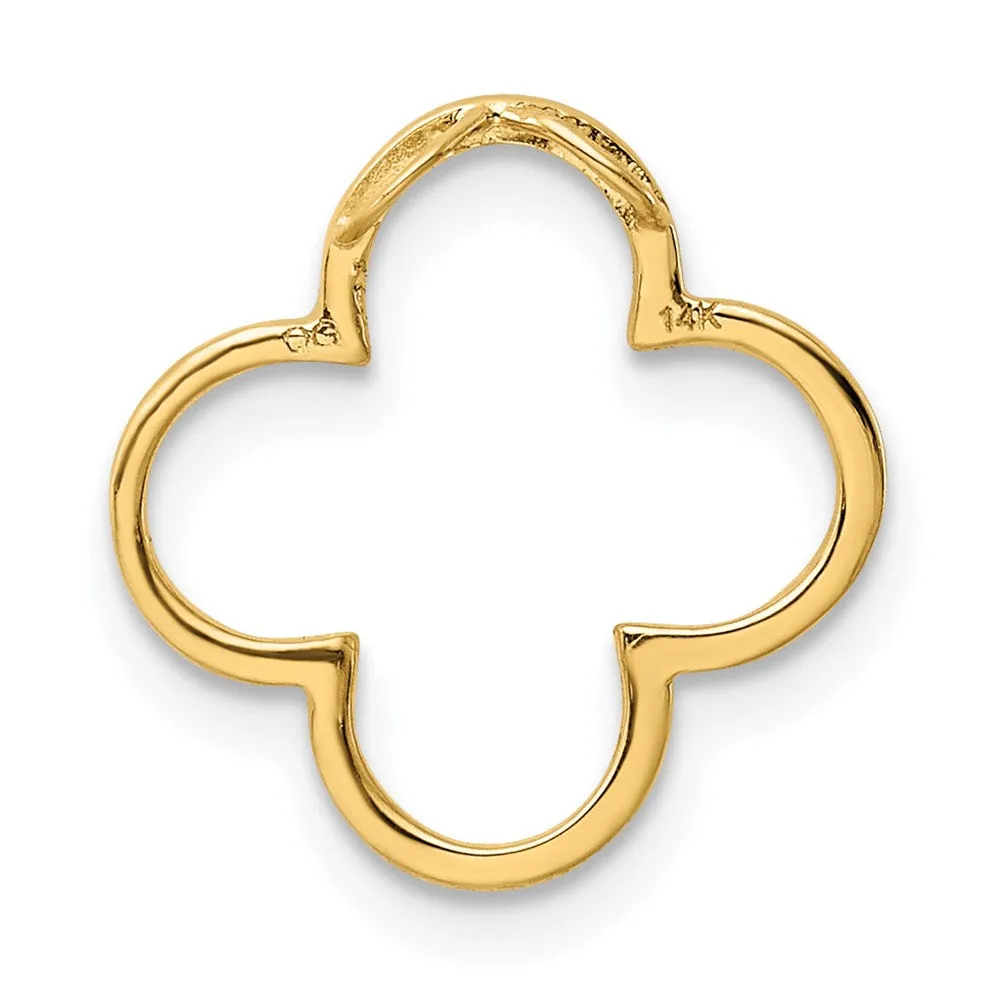 14k Yellow Gold Small Quatrefoil Design Chain Slide