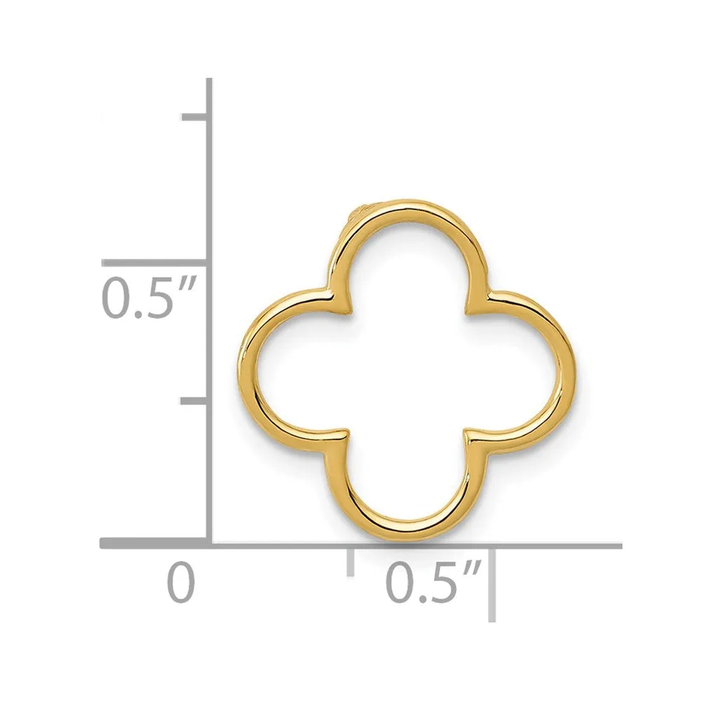 14k Yellow Gold Small Quatrefoil Design Chain Slide
