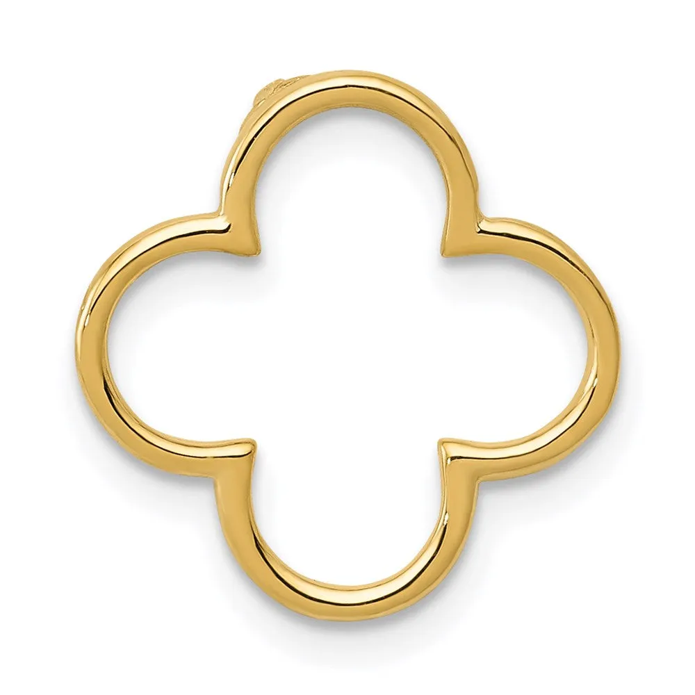 14k Yellow Gold Small Quatrefoil Design Chain Slide