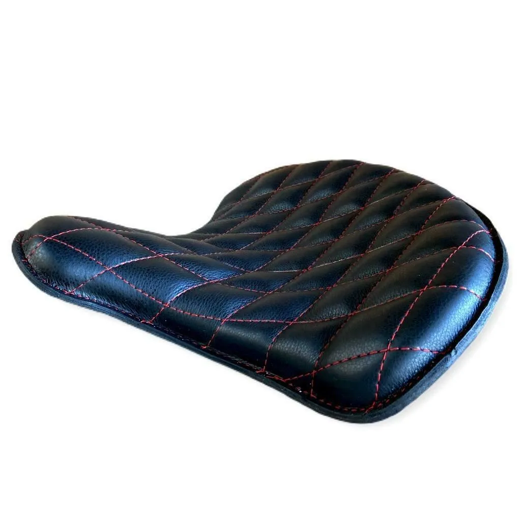 2010-2022 Sportster Harley Seat Spring Kit Black Diamond Red Stitched 15x14x1"