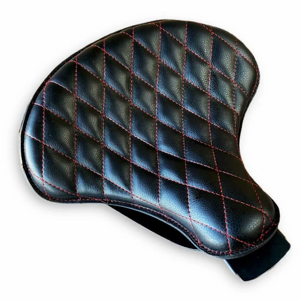 2010-2022 Sportster Harley Seat Spring Kit Black Diamond Red Stitched 15x14x1"