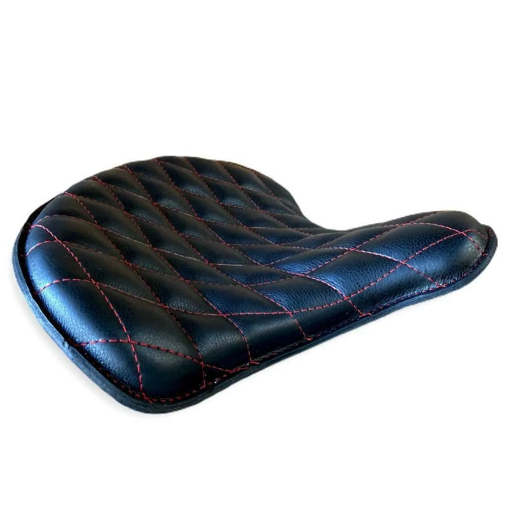 2010-2022 Sportster Harley Seat Spring Kit Black Diamond Red Stitched 15x14x1"