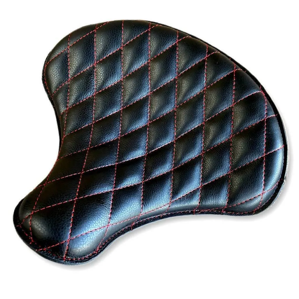 2010-2022 Sportster Harley Seat Spring Kit Black Diamond Red Stitched 15x14x1"