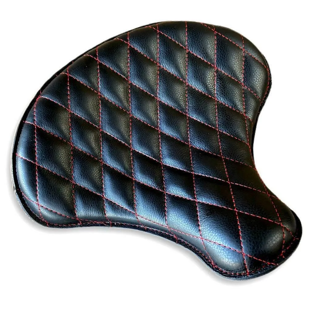 2010-2022 Sportster Harley Seat Spring Kit Black Diamond Red Stitched 15x14x1"
