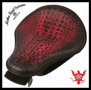 2010-2022 Sportster Harley Spring Solo Seat Mount Kit  Ant Red Gator Leather bcs