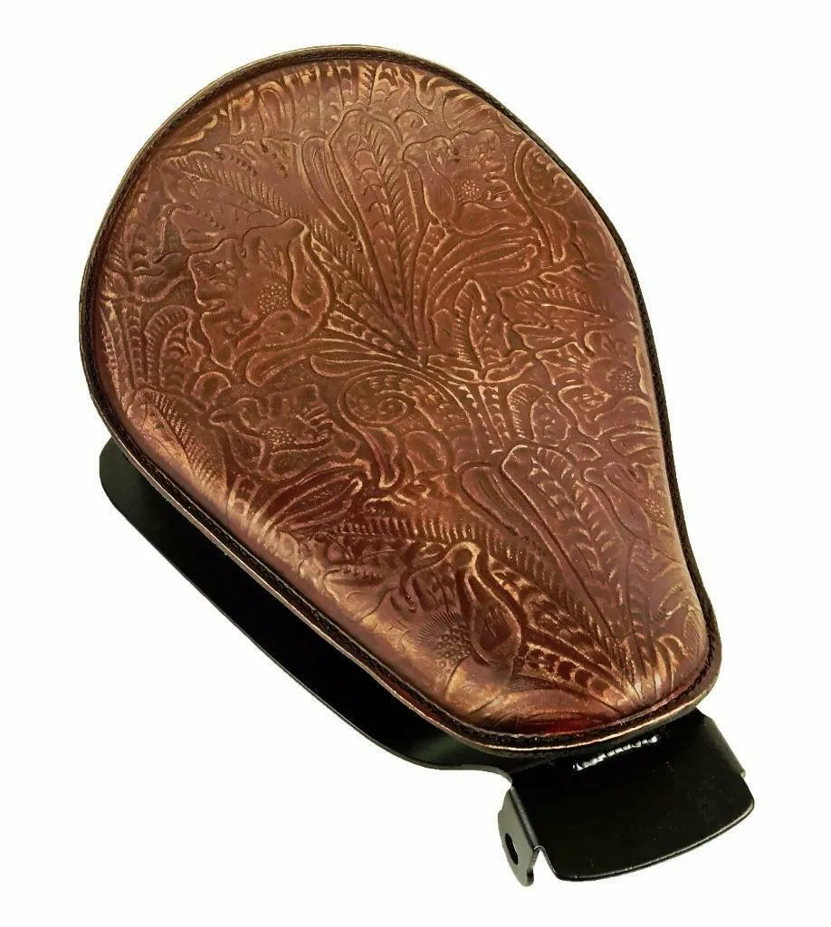 2010-2022 Sportster Harley Spring Solo Seat Mount Kit BrnDist Tooled Leather bcs