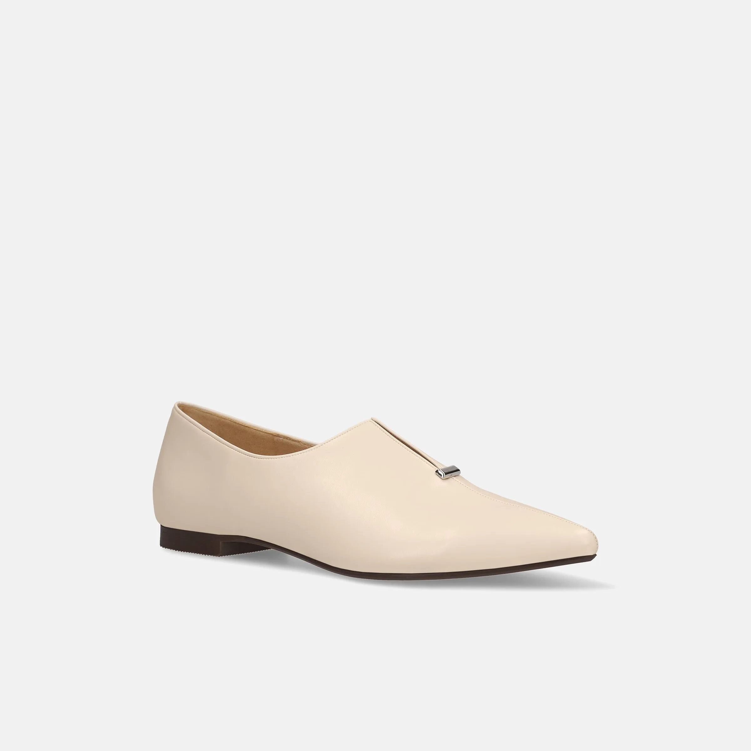 25% OFF: 2024SS: Metal Stud Slit Flat Shoes (4795) Ivory