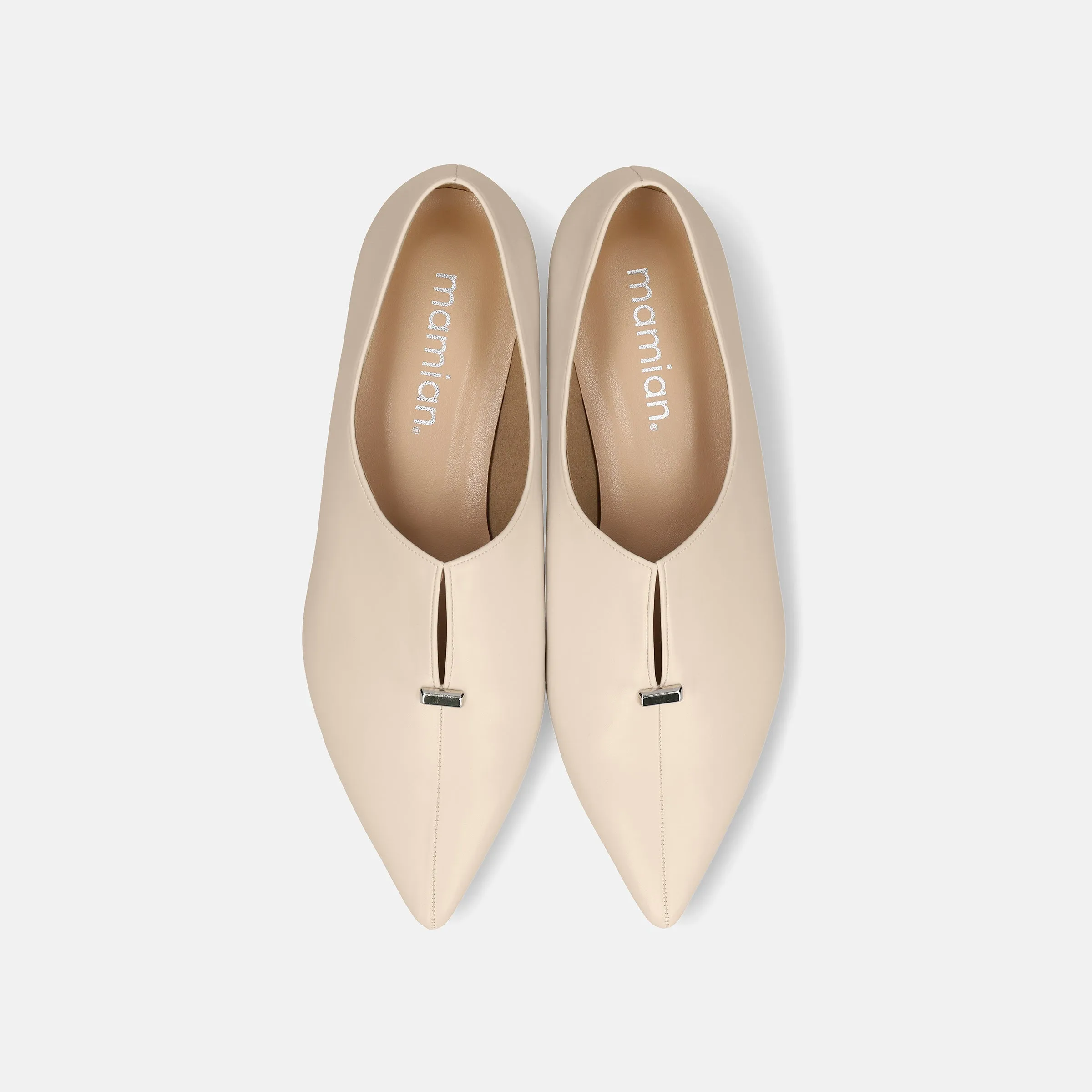25% OFF: 2024SS: Metal Stud Slit Flat Shoes (4795) Ivory