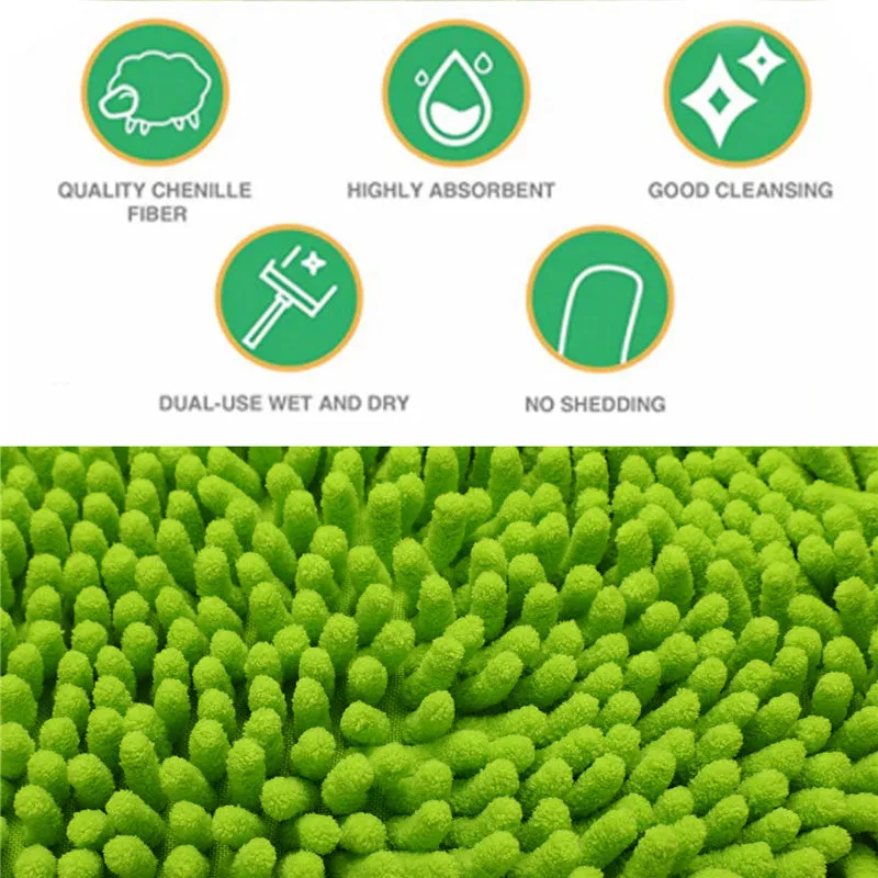 3-in-1 Chenille Wash Mop & Window Cleaner w. Removable Car Wash Mitt (3.75 ft.)