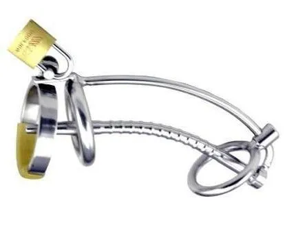 7239AR      The Shaft 5" Hollow Steel Penis Plug Locking Chastity Device with Glans Ring