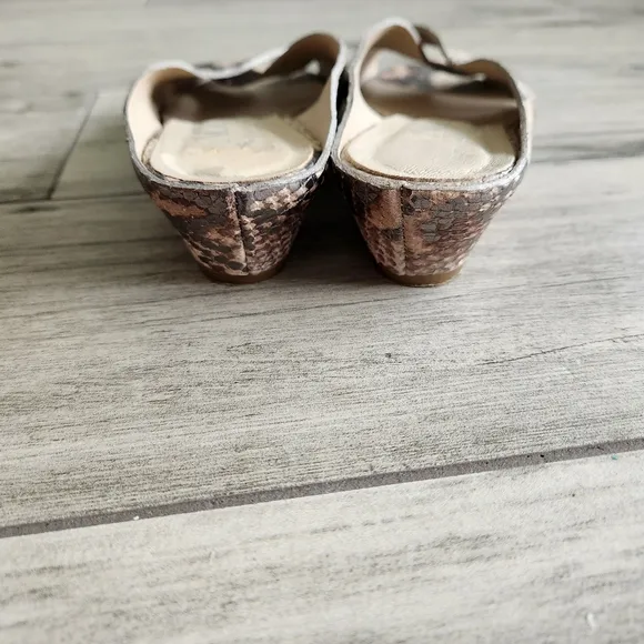 AGL Attilio Giusti Leombruni Mules Sandals Italy Snakeskin Printed Leather 5.5M