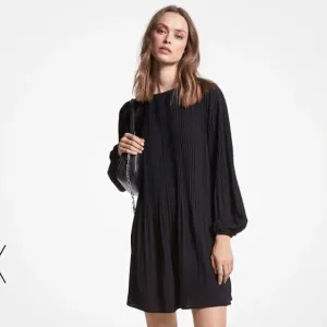 &quot;NWT&quot;‎ Michael Kors Pleated Crepe Mini Black Dress- Size Medium