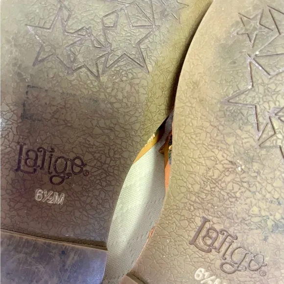 Anthropologie Latigo Huarache Hibiscus Multi-Colored Bohemian MulesSize 6.5