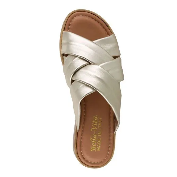 BELLA VITA Womens Gold 1/2&quot; Platform Tor-italy Wedge Sandals 7.5 W