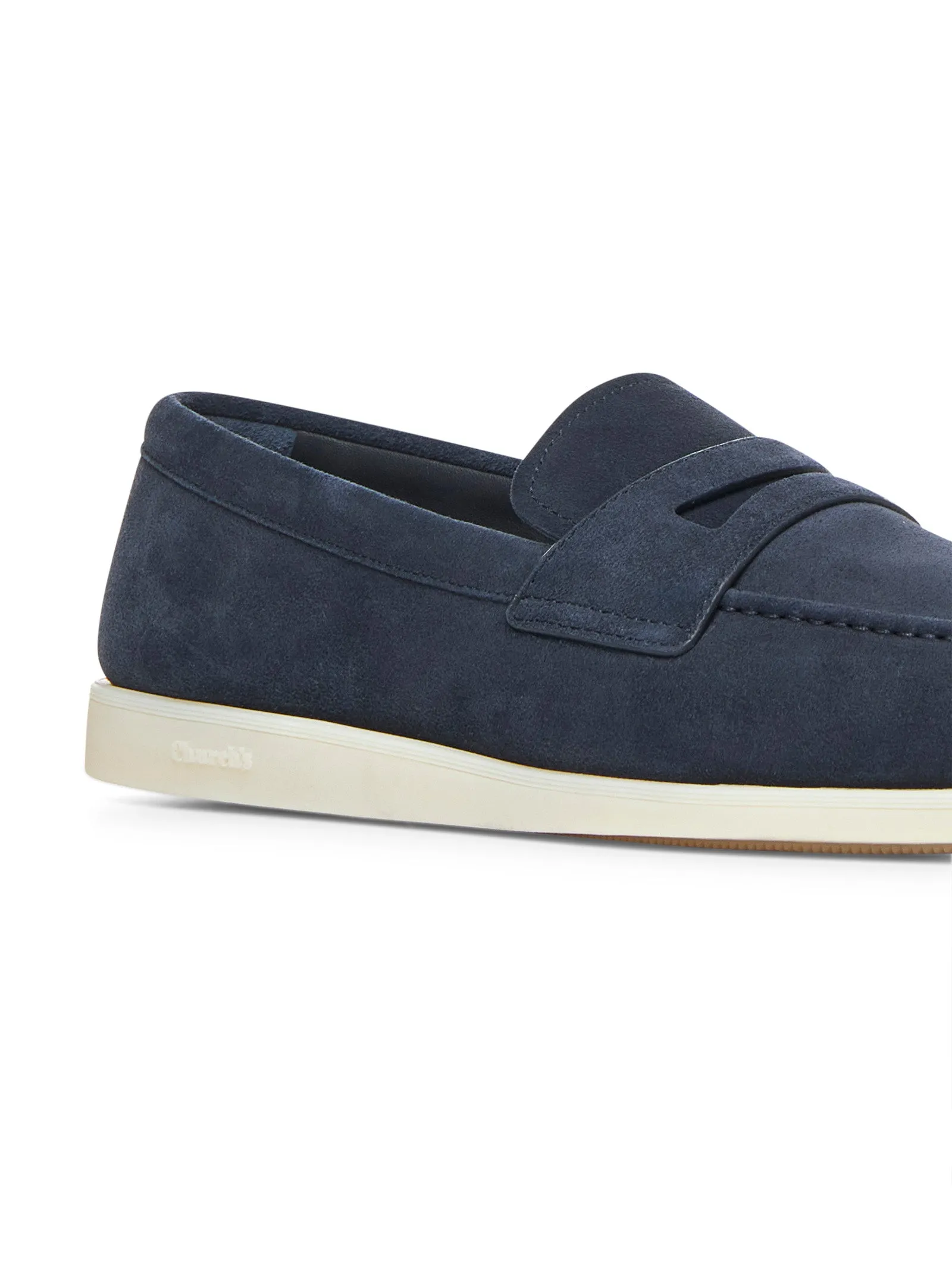 Blue suede Saddle loafers