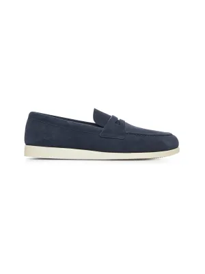 Blue suede Saddle loafers