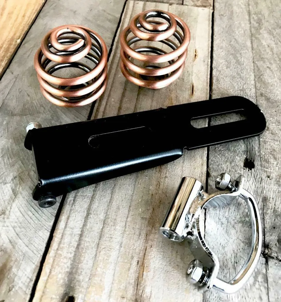 Bolt On Spring Seat Mounting Hinge Hardware Harley Chopper Copper 2" Springs