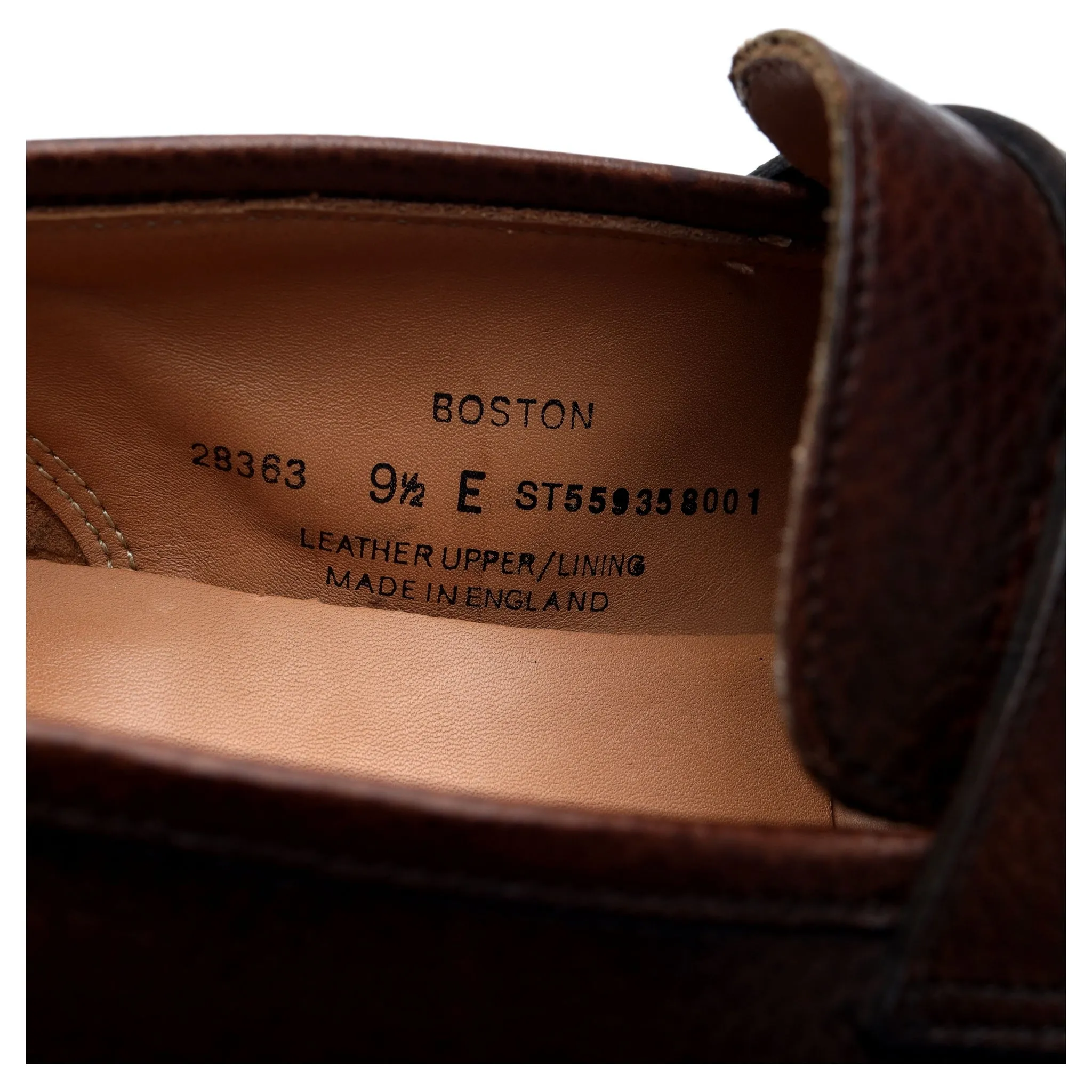 Boston' Dark Brown Grain Leather Loafer UK 9.5 E