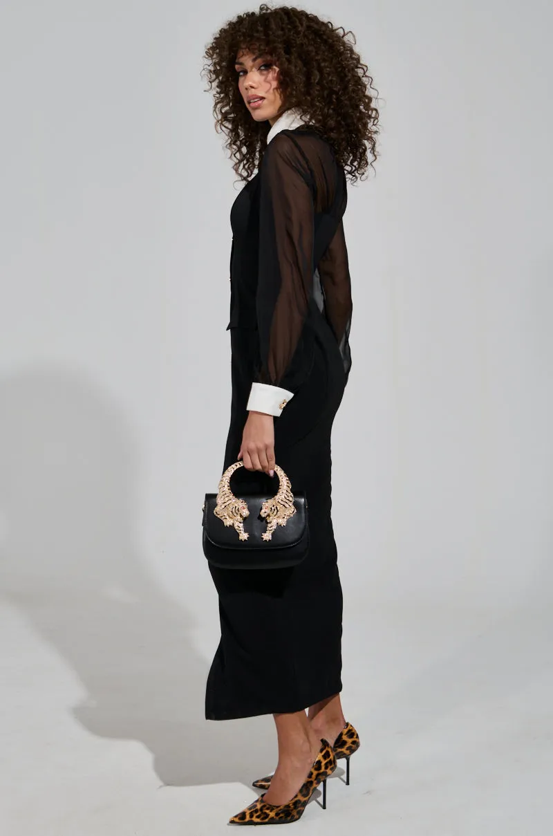 BUTTON UP BUTTER CUP COLLARED MAXI DRESS